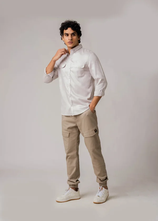 Curved Shape Double PKT L/S Shirt