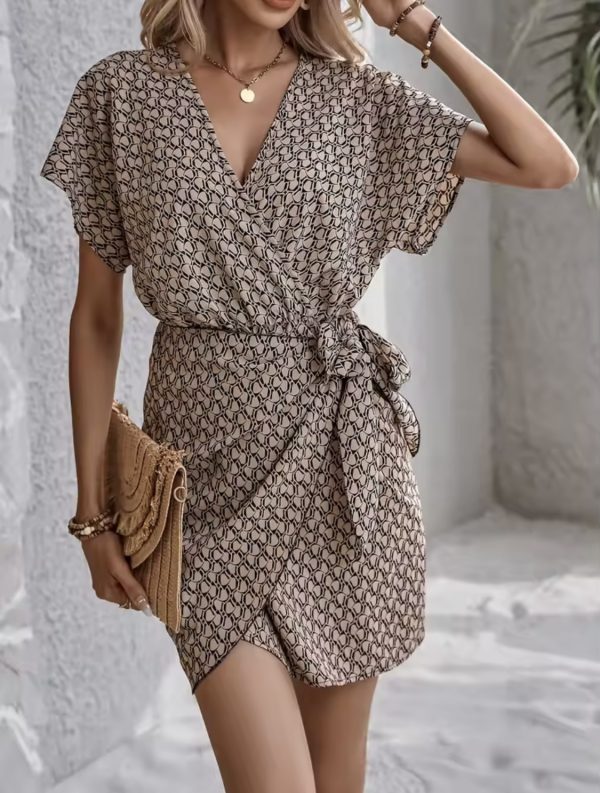 Cross border V-neck waist up dress