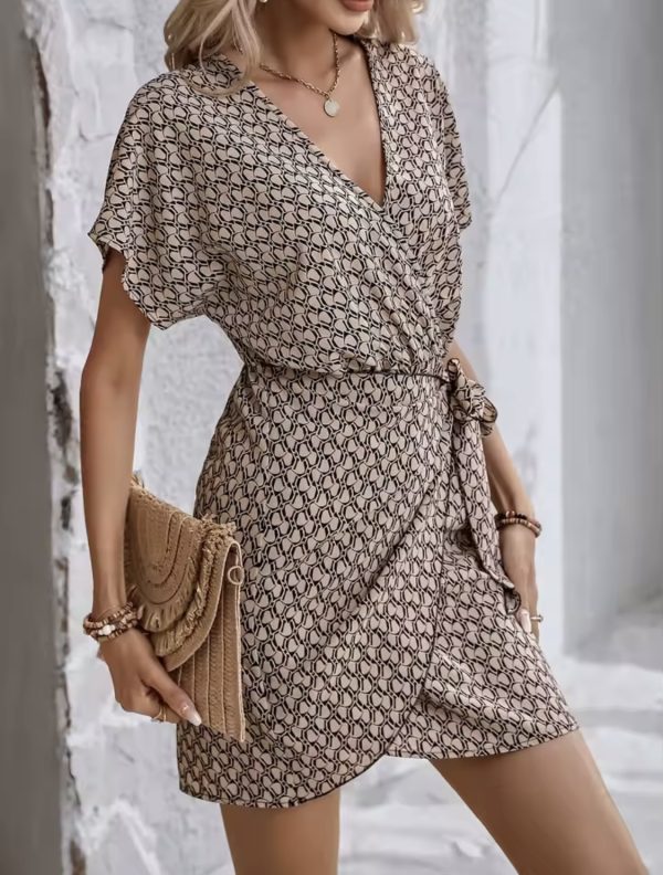 Cross border V-neck waist up dress