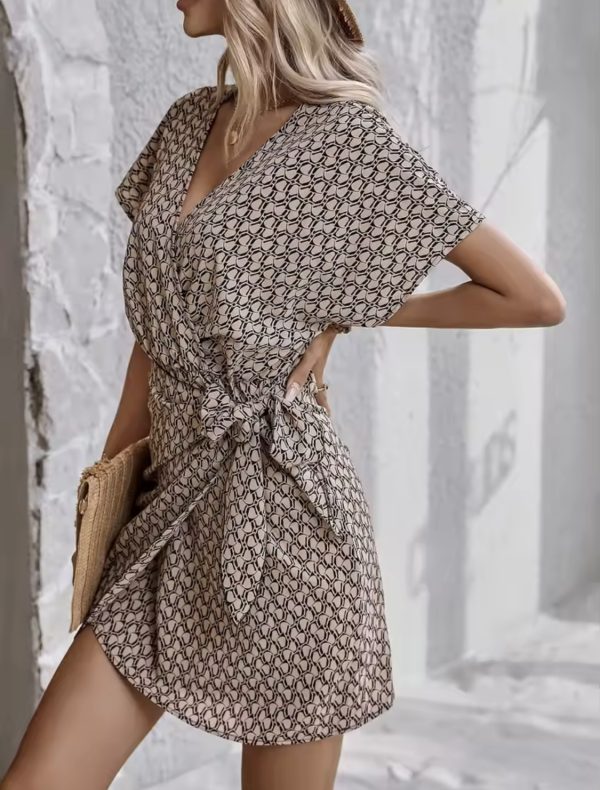 Cross border V-neck waist up dress